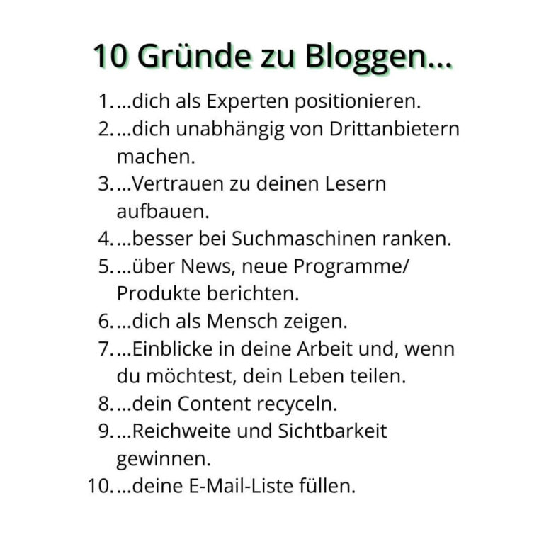 10 gute Gründe für einen Blog